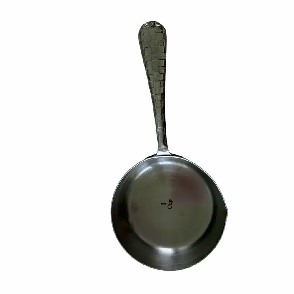 Mackenzie Childs Check Measuring Cups Stainless-Steel Silver Gift Home Decor NEW - Picture 5 of 10
